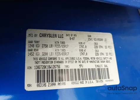 2008 Dodge Nitro Sxt z USA, uszkodzony, nr VIN 1D8GT28K18W126756